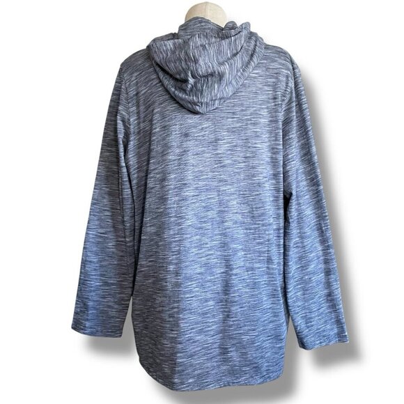 J Jill Womens Hoodie Cardigan Sz Large Petite LP Heather Blue Open Front Beach - Picture 6 of 8